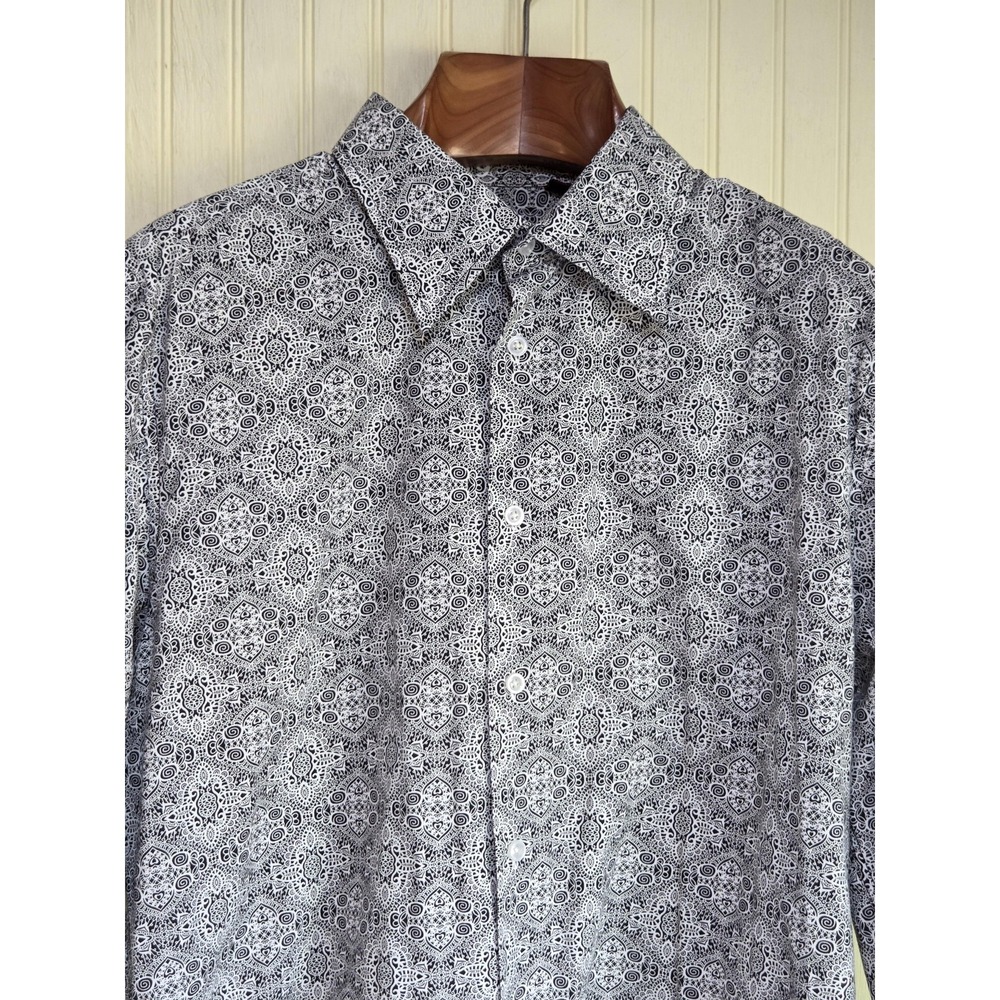 Devil's‎ Advocate Shirt Mens 2XL White Geometric Print Long Sleeve Button Up